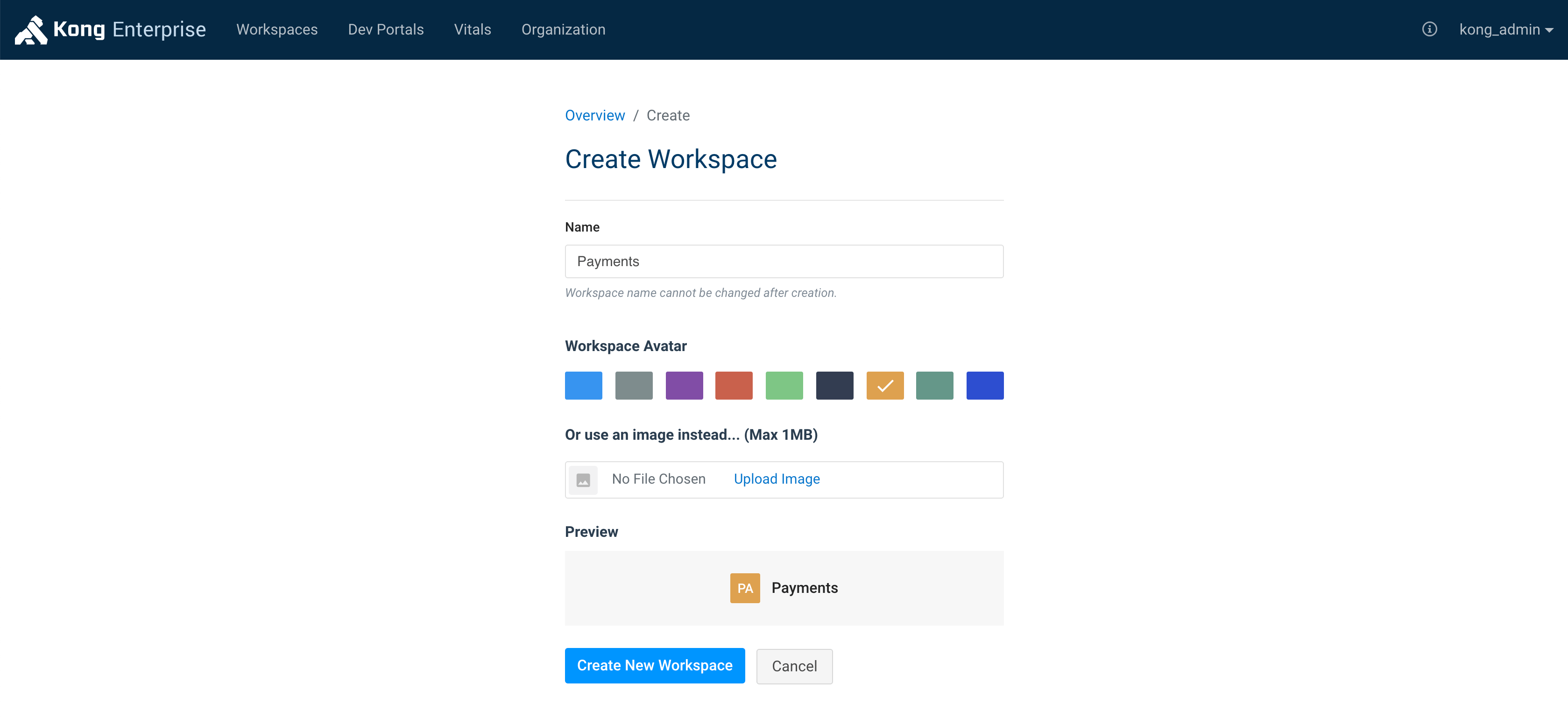 Select Workspace Color